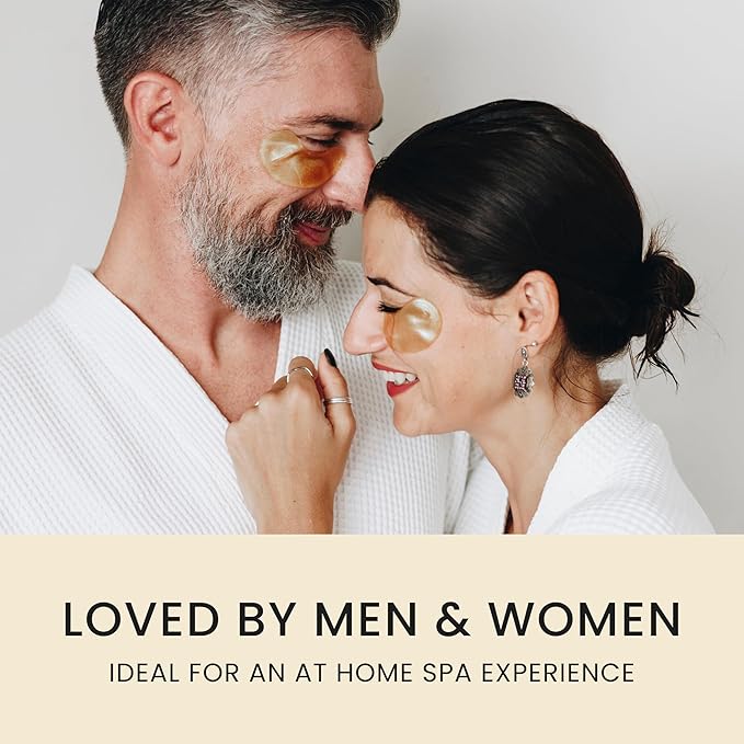 24K Gold Under Eye Patches, Under Eye Mask Dark Circles and Puffiness, Wrinkles Patches with Hydrogel, Collagen Eye Pad Improves Elasticity Self Care,16 Pairs (2 packs)