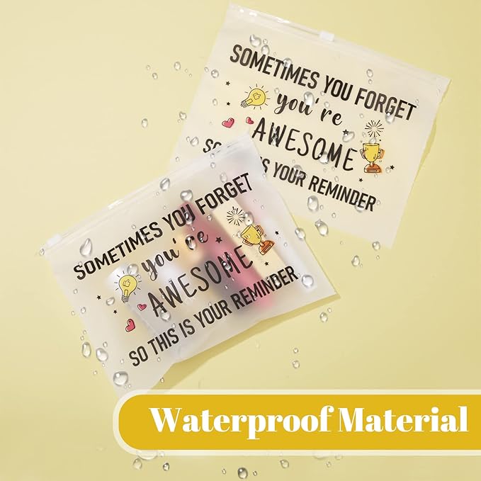 100 Pcs Inspirational Gifts for Girls Women Travel Cheer Makeup Bag Bulk Loved Quotes Cosmetic Bags with Zipper Thank You Encouragement Birthday Gift Bag for Nurse Teacher Friend (You're Awesome)