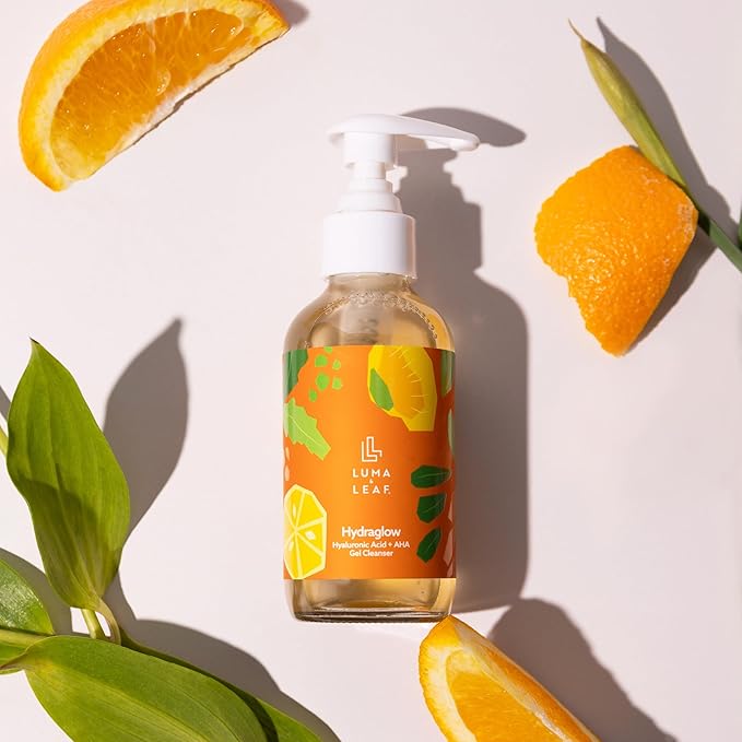 LUMA & LEAF Hydraglow Gel Face Cleanser - 3.8 fl oz Brightening Daily Cleanser Face Wash with Botanical Fruit Enzyme Blend and Hyaluronic Acid Hydration β For all Skin Types
