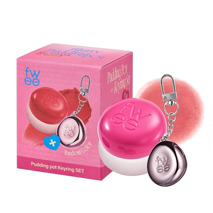 Blurry Pudding Pot + Keychain SET | Airbrushed Blush & Lip, Buildable Pigment, Long-lasting, Lightweight, Easy to Blend, Natural Soft Matte Finish Makeup β Skirt (Peachy Pink) | 0.17 oz