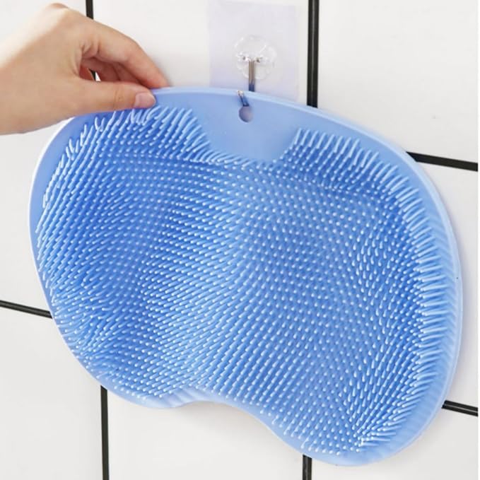 2 Pack Bath & Body Brush,Silicone Scrub Pad,Cleaning Brush for Back of Feet,Exfoliating Bath Mat,Wall Mounted Non Slip Suction disc,Suitable for Both Male and Female Cleaners