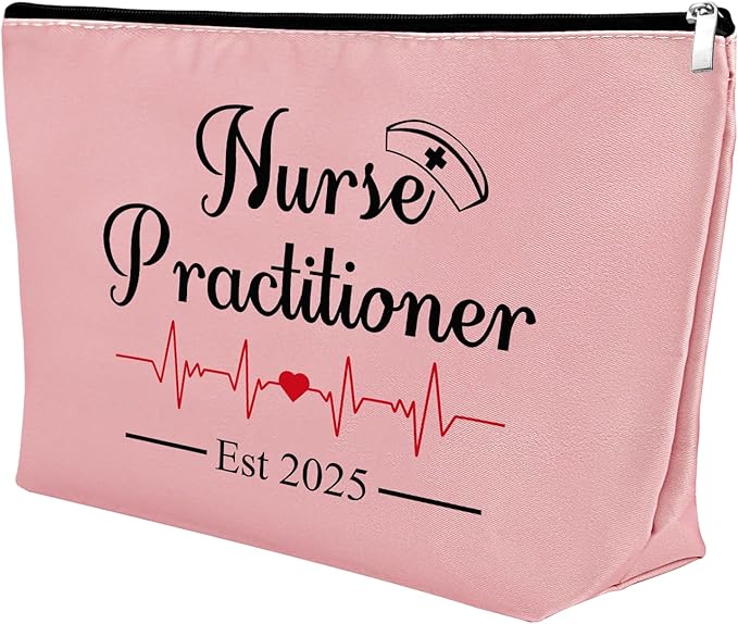 Mxrymvu New Nurse Practitioner Gifts Cosmetic Bag New Nurse Graduation Gifts for Nursing NP Makeup Bag NP Est 2025 Nurse Gifts Nursing Graduate Gifts Nursing Gifts Travel PouchοΌPinkοΌ