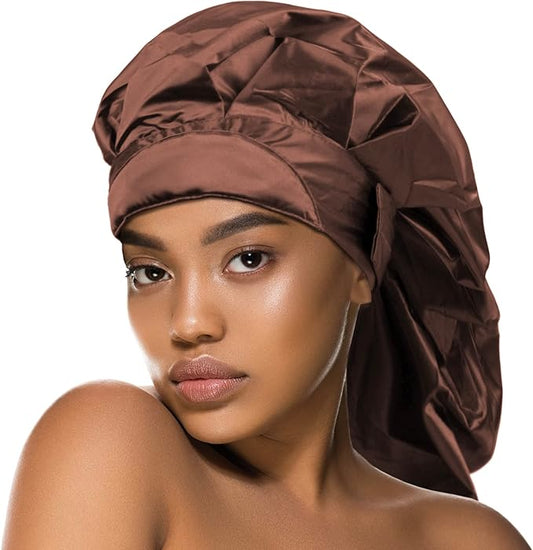 DONNA Silky Padded Braid Cap Braids, Twist, Locs or Ponytails Soft Satin Elastic Band Braid Bonnet for Sleeping