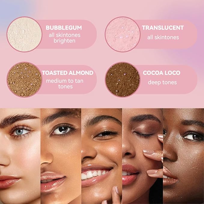 Oil Control Loose Powder, Translucent Setting Powder, Long-Lasting Shimmer, Lightweight Face Powder for Women, Polvo TraslΓΊcido Maquillaje (03#, 1pc)