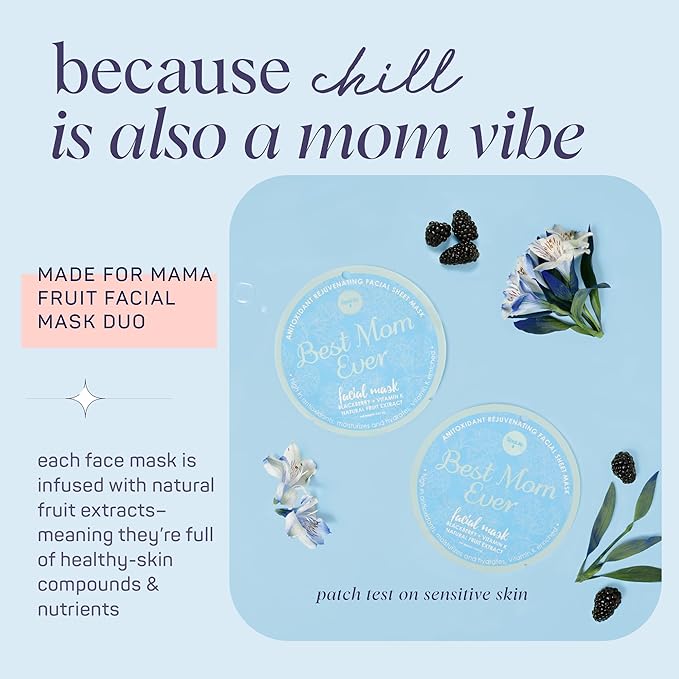 SpaLife Made for Mama Facial Mask Duo β Antioxidant Rejuvenating & Soothing Anti-Aging Facial Sheet Masks β Face Masks Skincare Set β Hydrating Face Masks β 10 Pack β Natural Fruit Extract Formulas