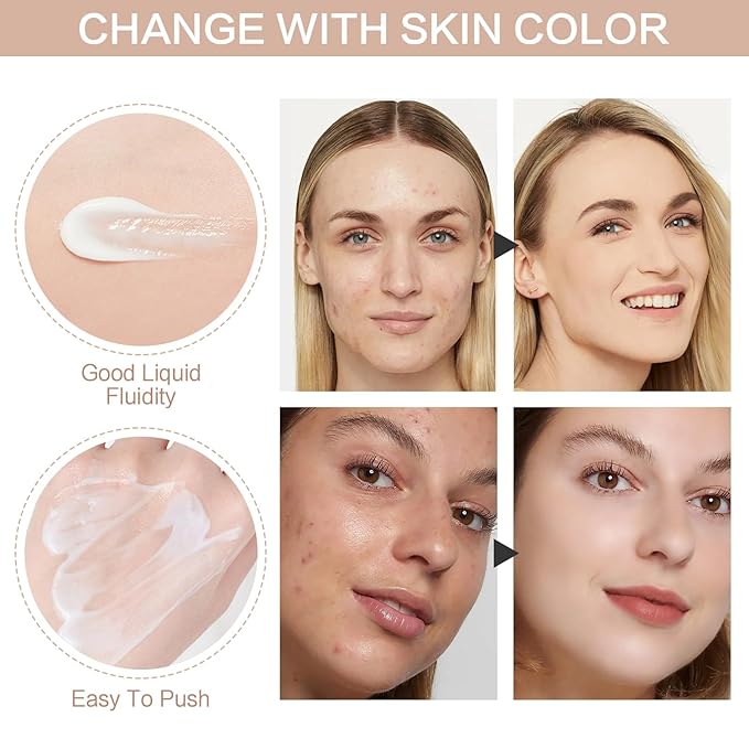 2PCS Ownawant Crema De Maquillaje,Crema De Maquillaje,Detroitrain Moisturizing Concealer Smooth Tone-Up Cream, Corrector Iluminador Hidratante Crema Tónica Suave, Base De Maquillaje