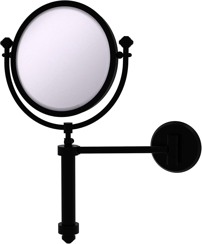 Allied Brass SB-4/2X Southbeach Collection Wall Mounted 8 Inch Diameter with 2X Magnification Make-Up Mirror, Matte Black
