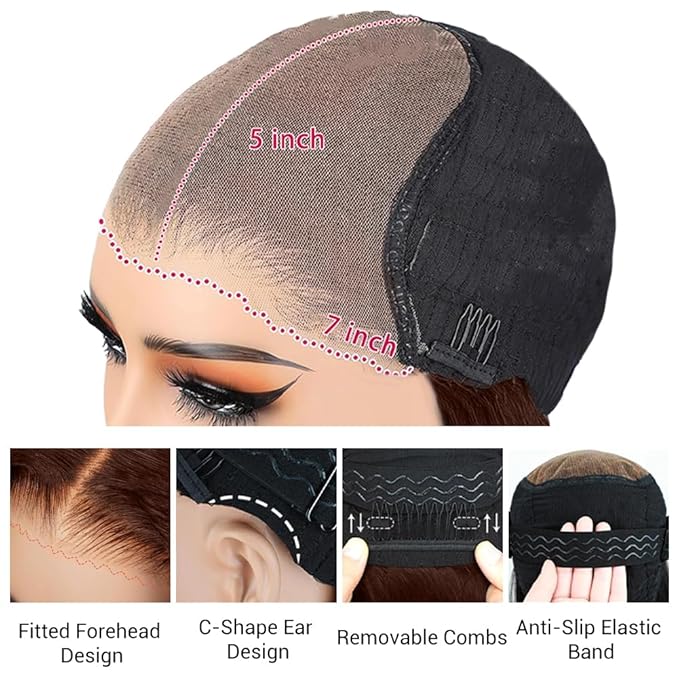 Ombre Lace Front Wig Human Hair stright 9x6 Short Bob Glueless Wigs Human Hair Pre Plucked Pre Cut 200% Density Blonde Highlight wigs For women 8InchοΌ#4/27 Piano ColoredοΌ