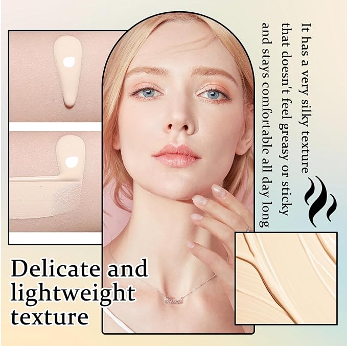 2PCS Hydrating BB Cream,Full Coverage Concealer Liquid Foundation for All Skin Types,Face Sunscreen SPF 50 PA++++ Long Lasting Moisturizing Oil Control Foundation Makeup Brush Set๏ผIvory & Natural๏ผ