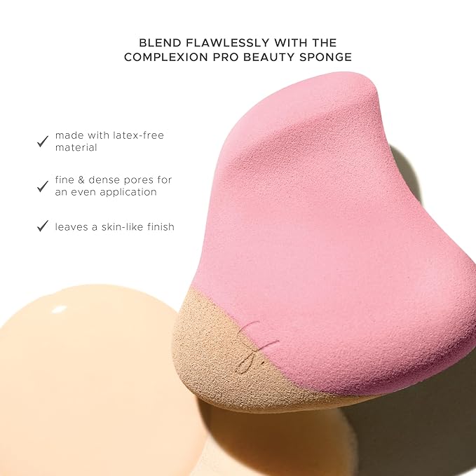 Complexion Pro Beauty Blender Sponge, Pink, Single - Ergonomic Makeup Sponge and Beauty Blender, Essential Make up and Blending, Multipurpose Makeup Kit Facial Sponge