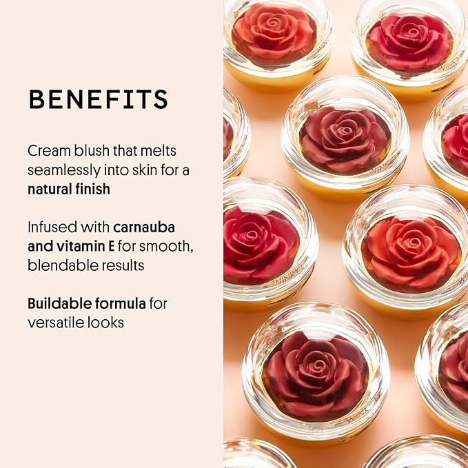 Winky Lux Cheeky Rose, Cream Blush for Cheeks, Flower Blush with Vitamin E, Makeup Blush and Flower Makeup, Pink Tea Time