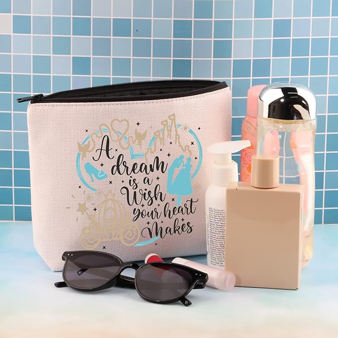 BDPWSS Fairy Tales Makeup Bag Fairy Princess Gift a Dream Is a Wish Your Heart Makes Cosmetic Bag For Friend Sister (You makes dream)