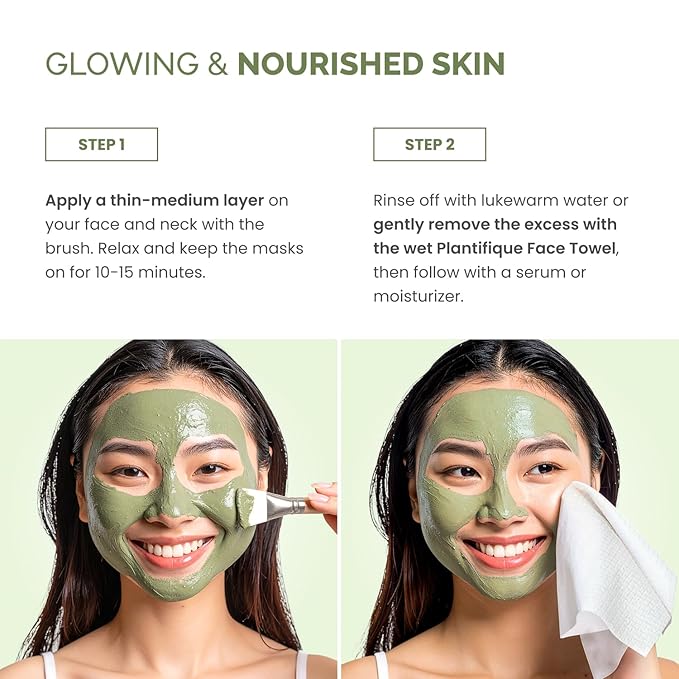 PLANTIFIQUE Korean Skincare Clay Mask β Hydrating Mud Mask with Avocado & Superfoods, Dermatologist-Tested for Face & Body β Vegan, 3.4 Oz/100ml