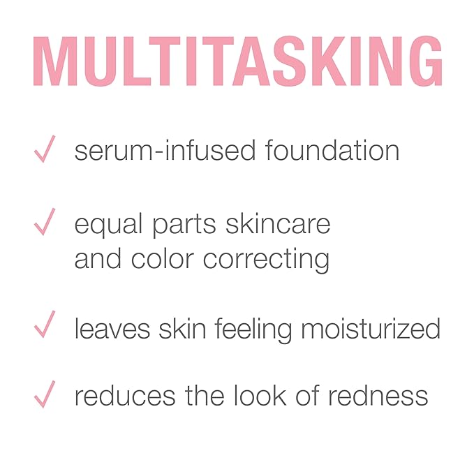 Neutrogena Healthy Skin Sensitive Skin Serum Foundation with Pro-Vitamin B5, Color Correcting & Pore Minimizing Liquid Foundation & Face Serum, Buildable Coverage, Medium/Deep 01, 1 oz