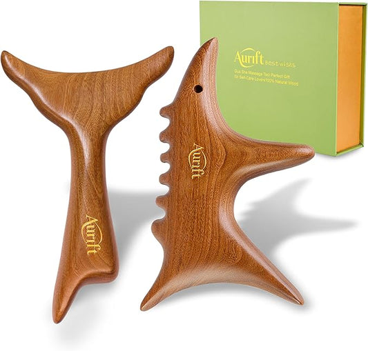 Gua Sha Tool & Acupoint Massage Set, Christmas Gifts for Adults Women, Wood Therapy Massage Tools for Body & Face, Lymphatic Drainage Massager, Jaw Lifting for Relaxation, Foot Self Care