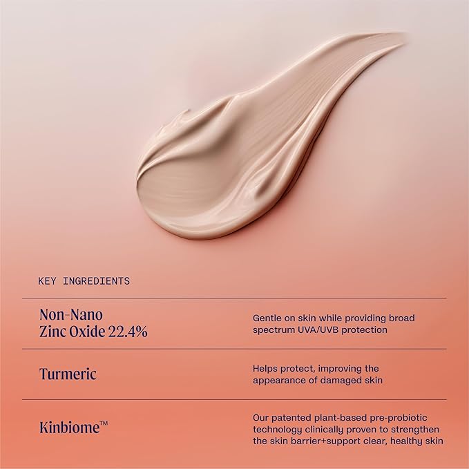 Kinship Zinc Oxide Mineral Facial Sunscreen SPF 32 Self Reflect for Sensitive Skin - Vegan - Clean & Reef Safe Sunblock for Face & Body (3.5 oz)