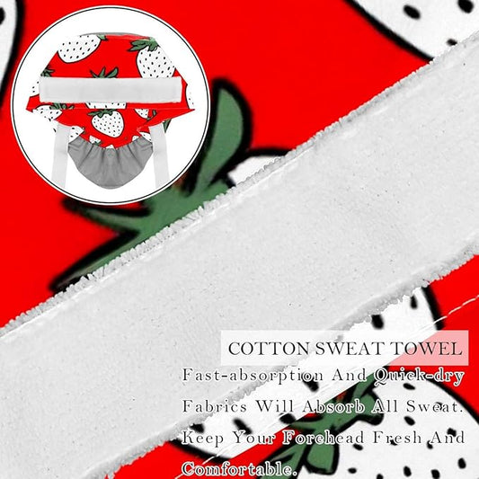 2 PCS Bouffant Cap with Button Ponytail Pouch Working Cap Sweatband Adjustable Surgical Cap Black and White Cow