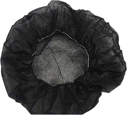 Tvoip 100Pcs 19" Disposable Cap Hair Net Cap Hair Hat Anti Dust Net Bouffant Cap Non-Woven Head Cover Hat Elastic Cleaning Hair Protect Hat Cap (Black)