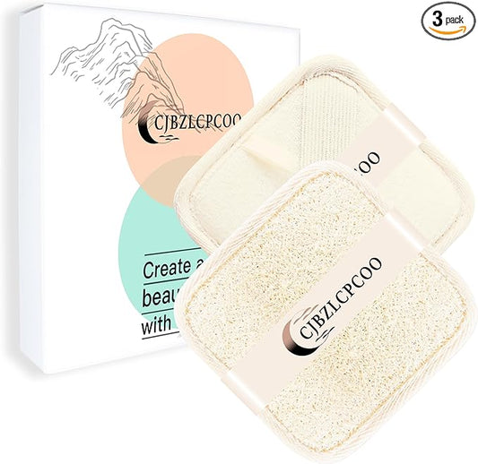 Natural Real Egyptian Shower Loofah Sponge Body Scrubber Provide a Refreshingly - Deep Clean to Your Face & Body -5 x 5 Inch-3Pack
