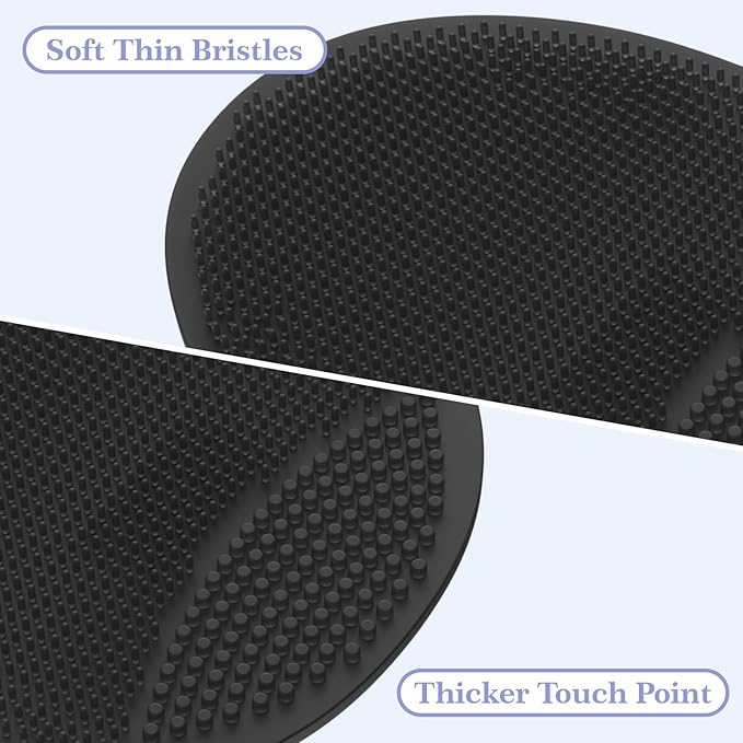 Manmihealth Soft Silicone Face Scrubber Exfoliator 2 Pack,Silicone Handheld Manual Facial Cleansing Brush, Face Washing Pad for Pore Cleansing Blackhead Removing Massaging (Black*2)