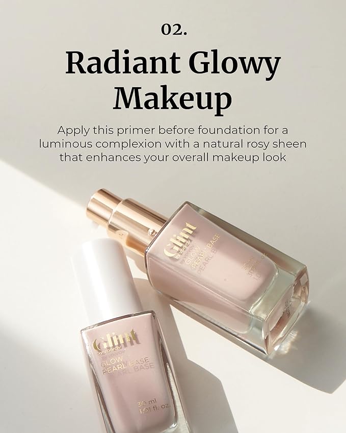 GLINT Glow Pearl Base (30 ml/1.01 fl oz) Moisturizing Foundation Primer with a Radiant Champagne Pink Glow for a Natural, Luminous Complexion | Korean Skincare