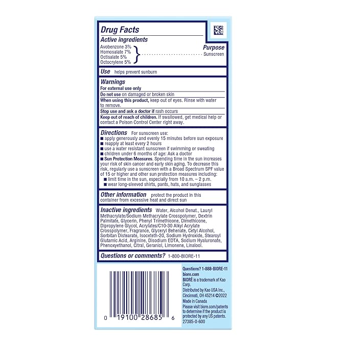 Biore UV Aqua Rich SPF 30 PA+++ Daily Moisturizer Sunscreen for Face, For Sensitive Skin, Oil Free, Hyaluronic Acid, Vegan, Oxybenzone & Octinoxate Free, Dermatologist Tested, 1.7 Oz/3pk