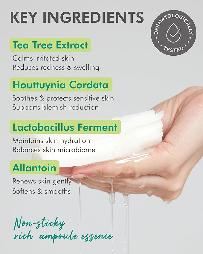 DERMAL Seoul Face Teatree 3X Daily Quick Mask 36 Sheet β Korean Skincare Vegan Tencel Facial Masks - Calming, Soothing, Blemish Control Face Mask Sheets with Heartleaf Extract, Lactobacillus