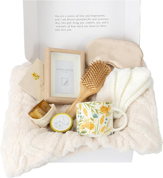 Foldifyzen Birthday gifts for women, Get well soon gift baskets,care package with sunflower coffee mug,sunflower pattern gift box to color as unique gift baskets for women.