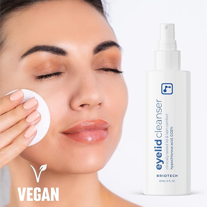 BRIOTECH Eyelid Cleanser, Hypochlorous Acid Spray, Lid & Eyelash Cleanser, Soothe Sensitivities, Calm Redness & Bumps, Support Against Irritation, Hypoallergenic & Vegan, Travel Size 2 Fl oz (1 Pack)