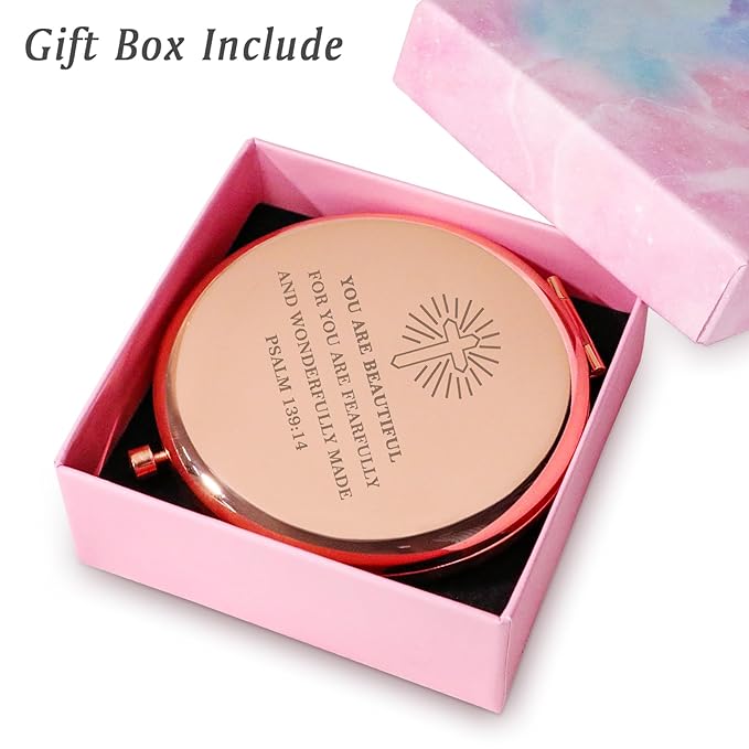 Inspirational Gifts for Women Girls, Christian Compact Mirror, 2025 Graduation Gifts for Her, Personalized Mothers Day Birthday Gift for Mom Wife Sister Daughter Niece Friends Granddaughter Grandma