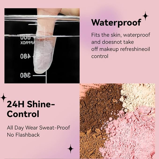 Oil Control Loose Powder, Translucent Setting Powder, Long-Lasting Shimmer, Lightweight Face Powder for Women, Polvo TraslΓΊcido Maquillaje (03#, 1pc)