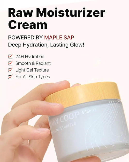MAY COOP Raw Moisturizer Face Cream β Daily Hydrating Cream with Maple Sap for Deep Hydration, Softening & Nourishing - Korean Skincare, Vegan Clean Beauty, 2.8oz.