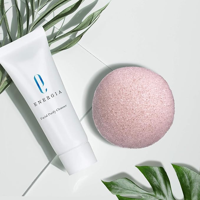 Konjac Facial Sponge, 100% Natural Handmade Unscented Soft Exfoliating Face Sponge Daily for Men and Women, Facial Konjac Sponge Sensitive Skin Acne ( Pink Clay Konjac Sponge) 1 Package – Energia