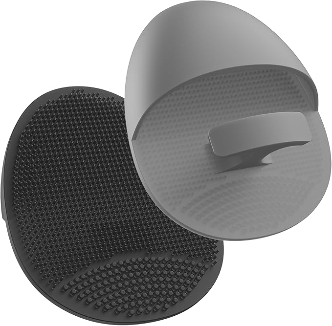 Manmihealth Soft Silicone Face Scrubber Exfoliator 2 Pack,Silicone Handheld Manual Facial Cleansing Brush, Face Washing Pad for Pore Cleansing Blackhead Removing Massaging(Black+Gray)