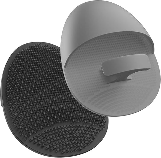 Manmihealth Soft Silicone Face Scrubber Exfoliator 2 Pack,Silicone Handheld Manual Facial Cleansing Brush, Face Washing Pad for Pore Cleansing Blackhead Removing Massaging(Black+Gray)