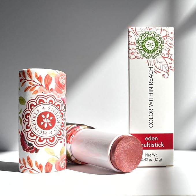 Honeybee Gardens Color Within Reach MultiStick, Eden, Soft Rose, Pink & Brown Undertones, Multipurpose Makeup, Natural Glow, Easy Application, Vegan, Cruelty-Free, Net Wt. 0.2 oz