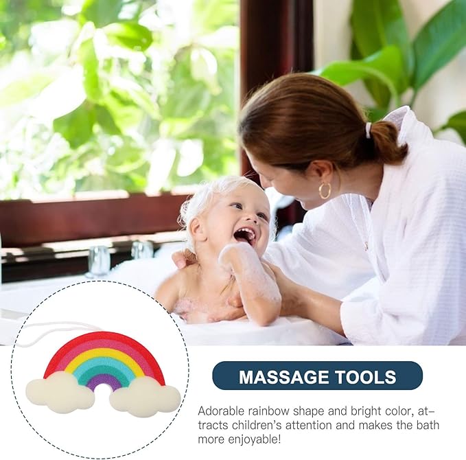 Beaupretty 2pcs Rainbow Shower Sponge Exfoliating Bath Scrubber for Boy Girl Bright Design for Fun Bath Soft Body Scrubber for Gentle Exfoliation