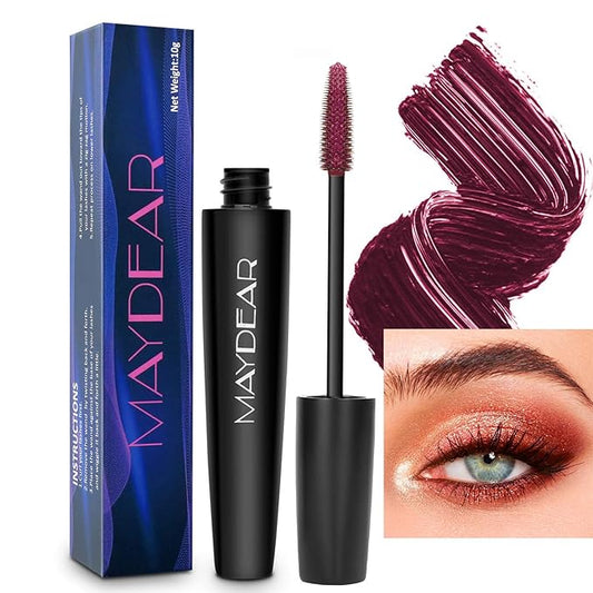 Maydear Burgundy Mascara for Eyelashes, Waterproof Colored Long Lasting Smudgeproof for Women Fast Dry Lengthening Eye Makeup Party - Dark Purple