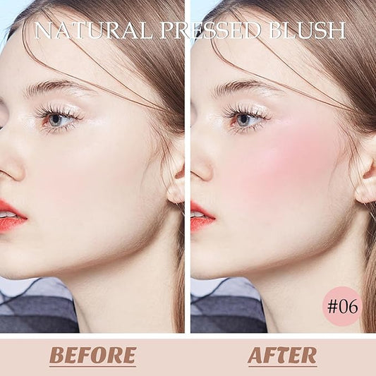 Boobeen Powder Blush, Single Color Blush Face Blush Palette Matte Baked Cream Blush Makeup Powder, High Pigment Pressed Blush for Create a Natural Cheek Flushed Look (06#)