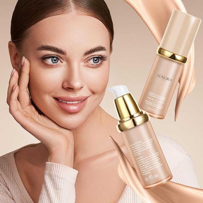 Lunora Color Adapting Foundation,4 in 1 Medium Spectrum, Moisturizing Color Change Full Coverage,Waterproof and Sweatproof