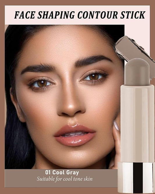 2 Colors Cream Contour Stick, Cool Warm Toned Contour Stick Matte Finish Bronzer Stick Blendable&Smooth,Waterproof&Long Lasting Face Shaping Contouring Women Makeup for Beginners,Cruelty-free-01+02