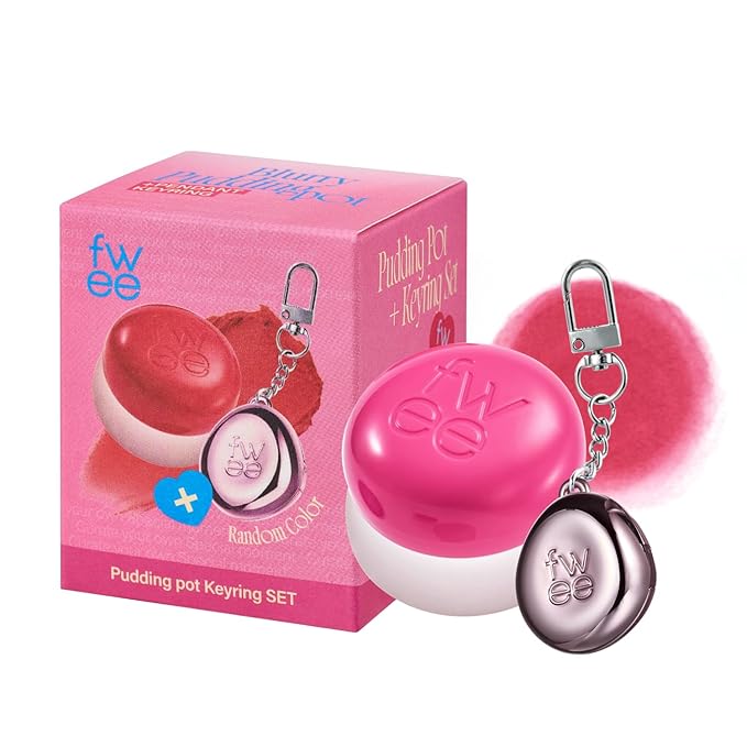 Blurry Pudding Pot + Keychain SET | Airbrushed Blush & Lip, Buildable Pigment, Long-lasting, Lightweight, Easy to Blend, Natural Soft Matte Finish Makeup β Cherry (Vibrant Pink) | 0.17 oz