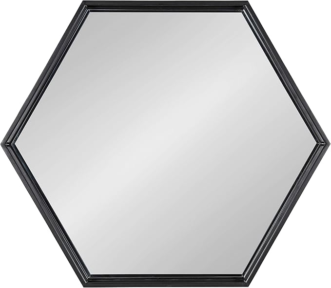 Kate and Laurel Felicia Modern Hexagon Mirror, 30" x 30", Black, Geometric Accent Mirror for Wall