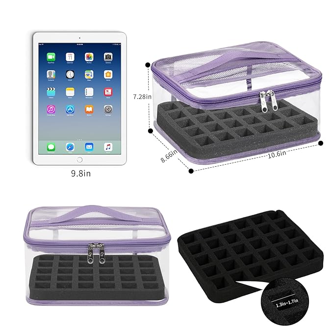 Beloving Nail Polish Organizer Bag Holds 30 Bottles (15ml/0.5 fl.oz) Portable Supplies Organizer Handbag for Manicure Tools, Portable Nail Supplies Kit Organizer Carrying Case (Purple)