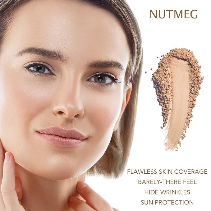 Bellaterra Cosmetics Mineral Powder Foundation | Long-Lasting All-Day Wear | Buildable Sheer to Full Coverage β Matte | Sensitive Skin Approved | Natural SPF 15 (Nutmeg) 9 grams