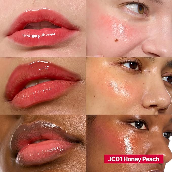 Glowy Jelly Pot + Keychain SET | Dewy Jelly Lip & Blush Color, Tinted Glow Jelly Balm, Dewy Buildable Finish β Honey Peach (Vivid Coral) | 0.14 oz