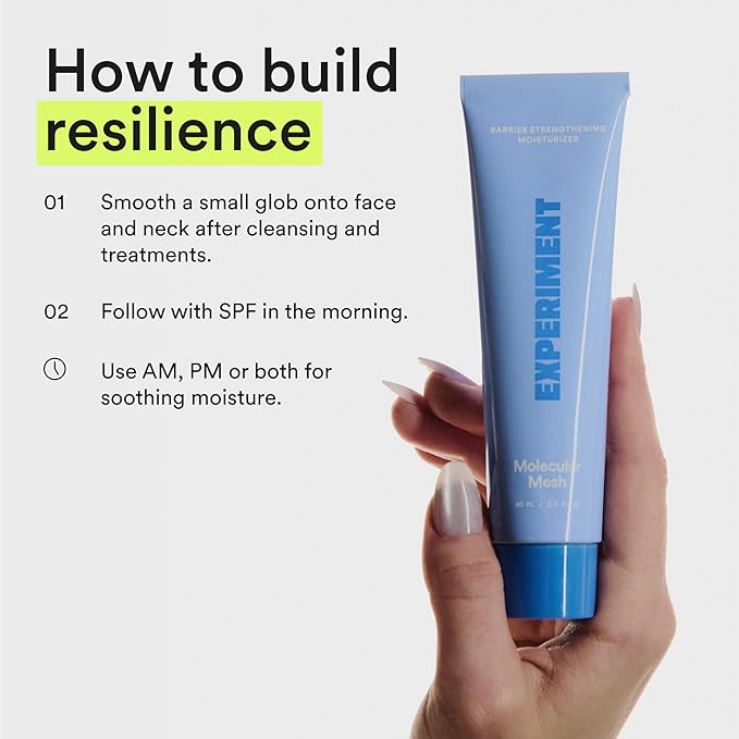 Experiment Molecular Mesh Barrier Repair Moisturizer β Soothing Lightweight Face Cream for Strength, Redness & Irritation - Ectoin, Phytosphingosine, Centella 2 FL OZ - Vegan for Sensitive Skin