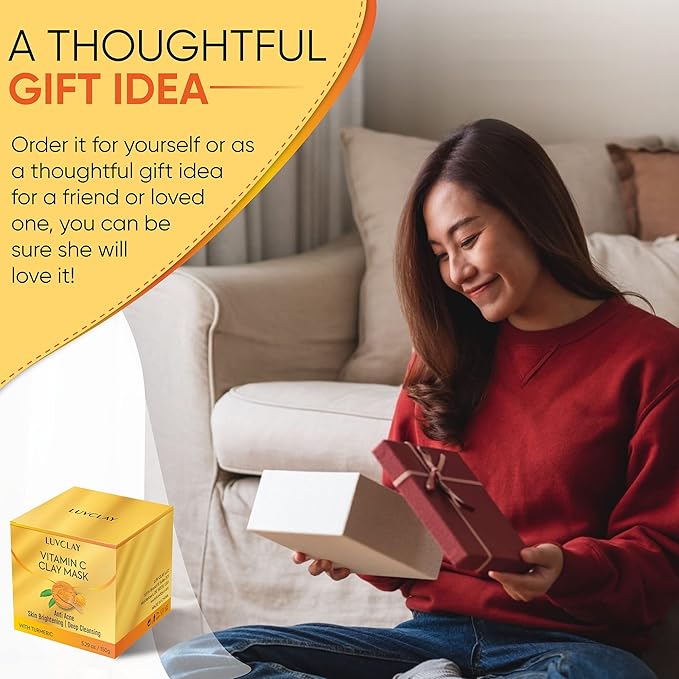 Vitamin C and Turmeric Clay Mask for Face β Deep Cleansing & Brightening Face Mask for Dark Spots, Pores, and Anti-Aging β Non-Greasy, Easy-to-Apply Hydrating Skin Care, 5.29 Oz