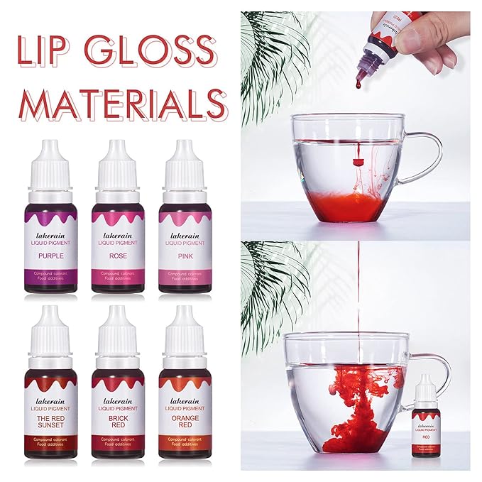 BONNIE CHOICE 12 Colors Liquid Lip Gloss Pigment Set, DIY Lipstick Liquid Pigment for Set Making Lip Gloss, DIY Lip Cosmetic Dye, Edible Coloring Pure Plant for Gloss Base