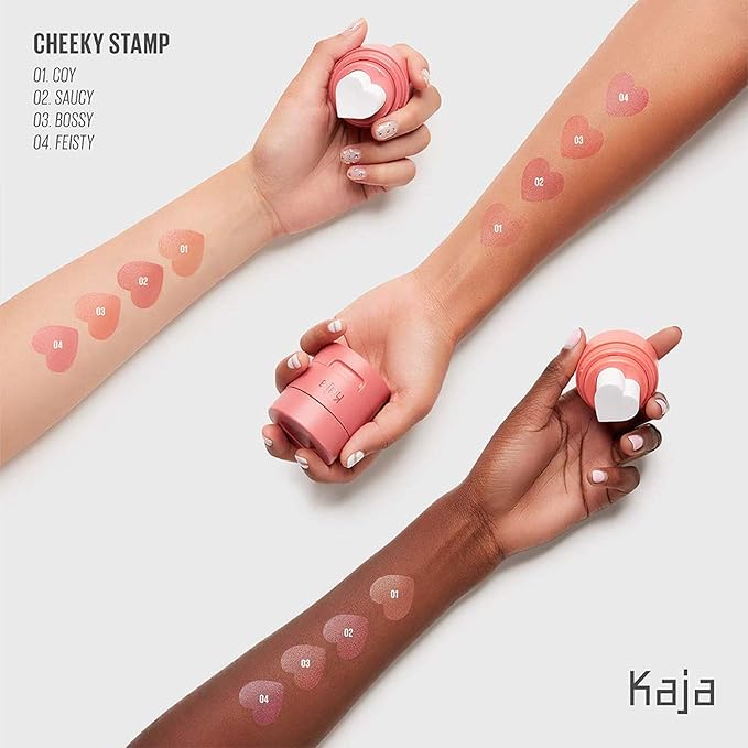 KAJA Blusher - Cheeky Stamp 01 Coy | Kbeauty, Cute Makeup, Buildable & Blendable Shade with Heart-shaped Applicator, Sunkissed Finish, Travel size, Hygienic, Portable, Korean Makeup, 0.17 Oz